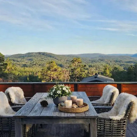 Secluded Forest Cabin With Panoramic Views - Hiking And Nature Mjåvatn